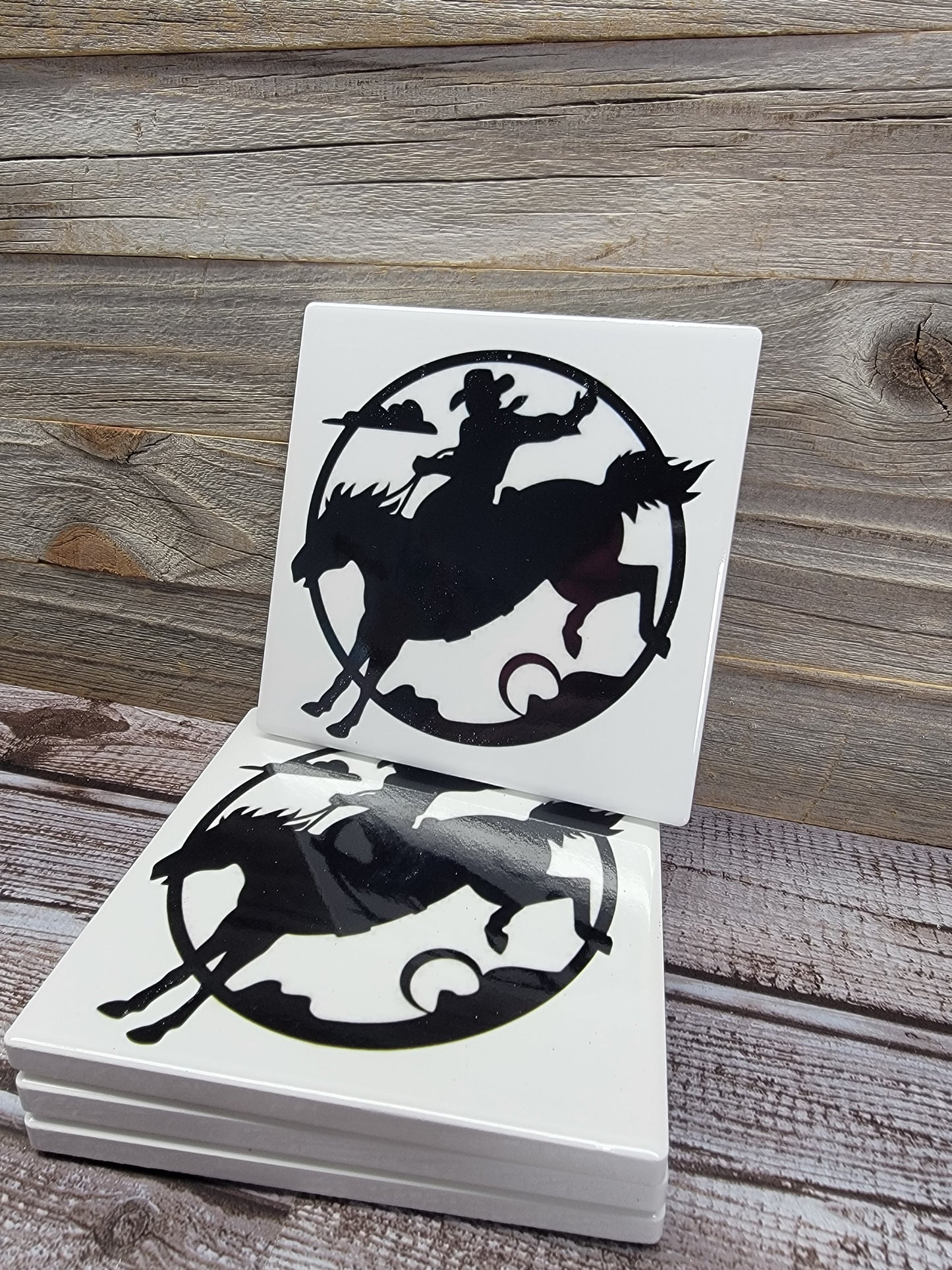 Bucking Bronco Ceramic Coaster set of 4