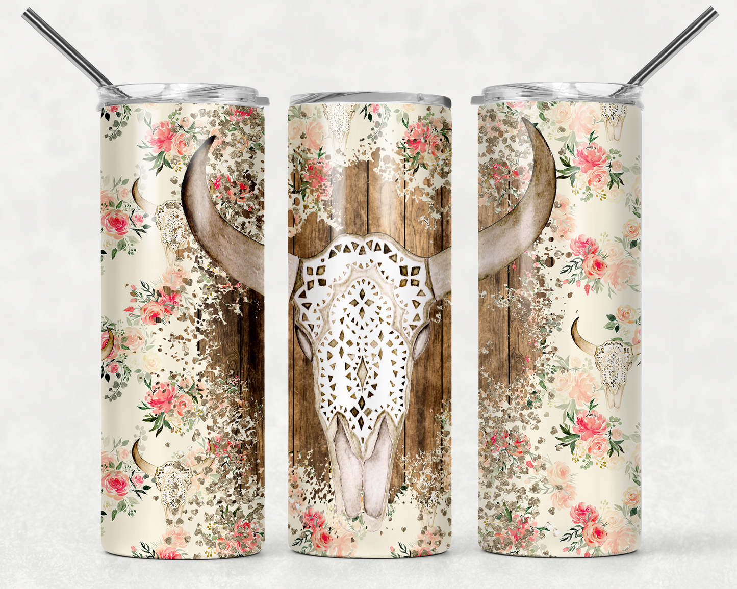 Flowers and Lace 20oz Skinny Tumbler With Sublimated Image