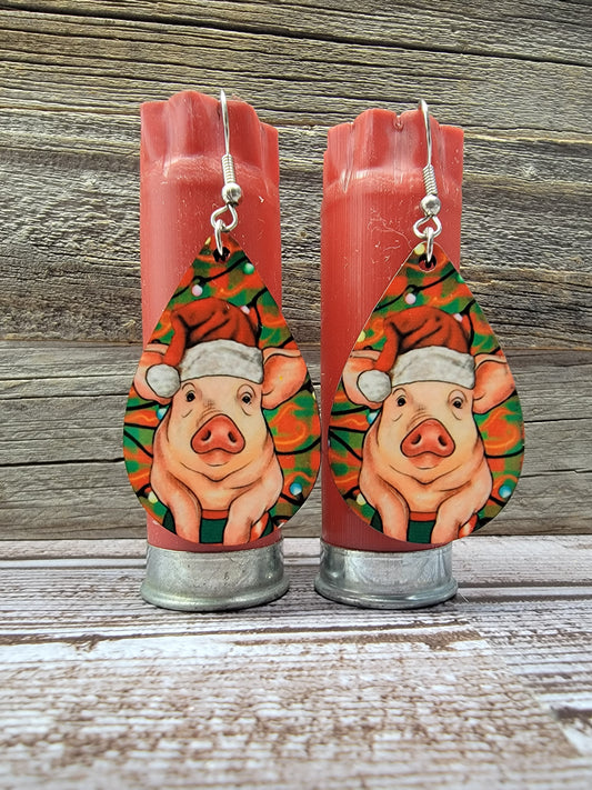 Christmas Pig Earrings
